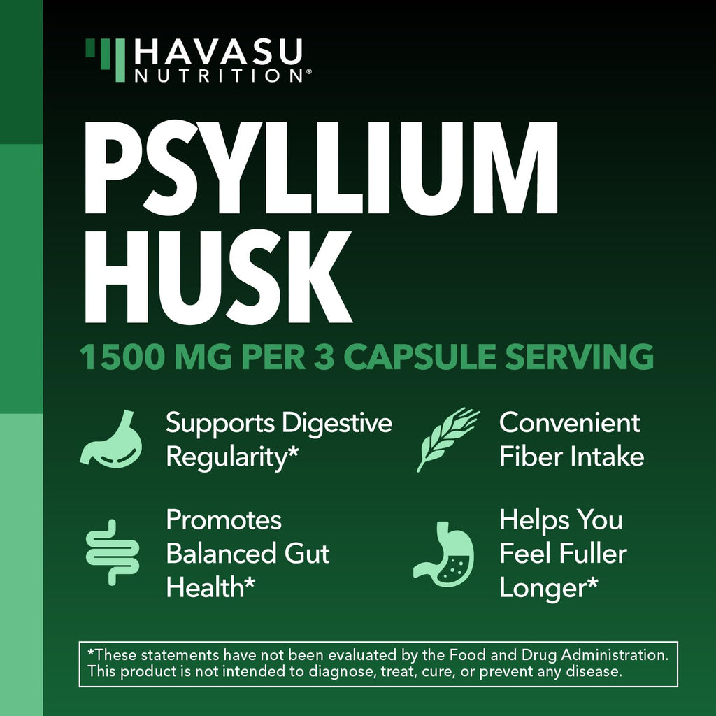 Vegan Psyllium Husk Fiber Capsules, GLP-1 Nutritional Support, 270 Pills