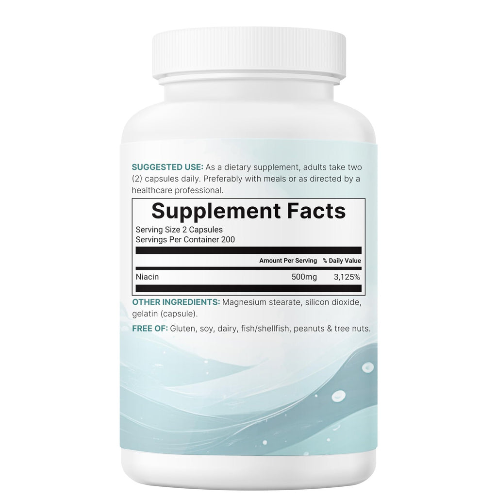 Micro Ingredients Niacin 500mg Per Serving, 400 Capsules | Flush Free B3 Vitamins | Double Strength Essential B Vitamin Supplement | Skin Care Health & Energy Support | Non-GMO, Gluten Free