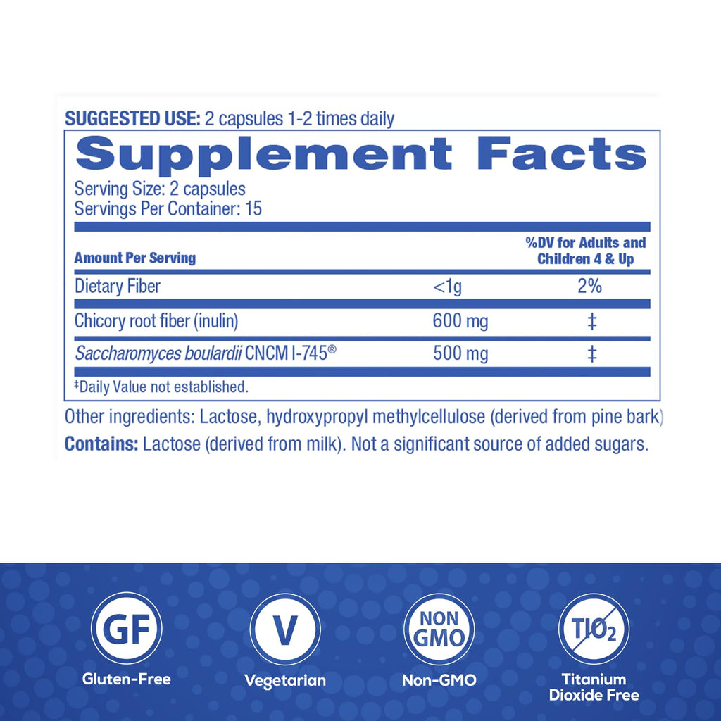 Florastor Advanced Pro+Pre Daily Probiotic and Prebiotic, 30 Capsules | Boosts Good Bacteria with Saccharomyces Boulardii CNCM I-745