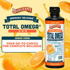 Barlean's Orange Creme Omega 3-6-9 Liquid Fish Oil, 2400mg Omegas,16oz | Fish, borage & flax oils, EPA DHA ALA GLA omegas, Burpless, Non-GMO, Gluten-free, Heart, joint & skin support