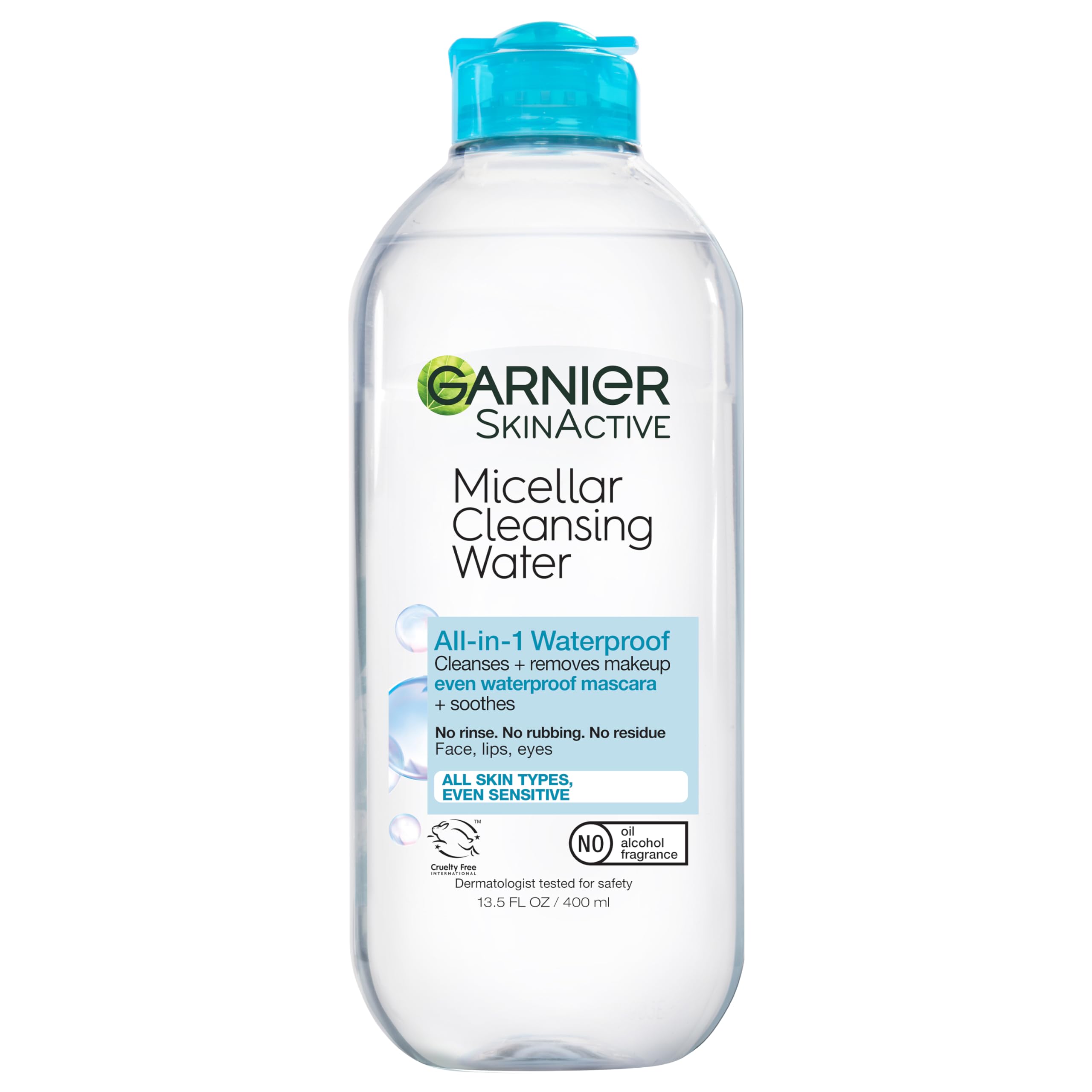 Buy now Garnier Micellar Water for Waterproof Makeup, Hydrating Facial Cleanser & Makeup Remover, Suitable for Sensitive Skin, Vegan, Cruelty Free, 13.5 Fl Oz (400mL), 2 Count at indiglob india