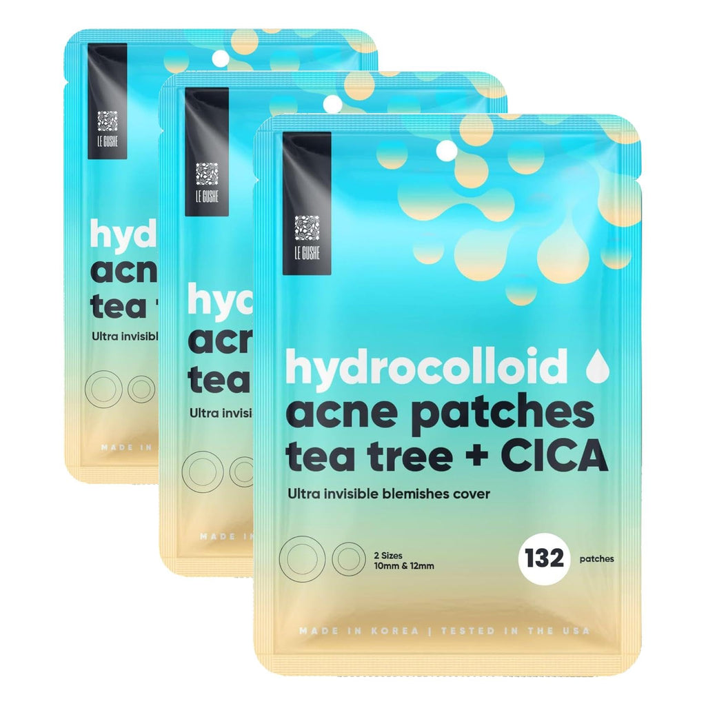 Korean Pimple Patches for Face (132 Dots) - Hydrocolloid Acne Patches & Zit Patches with Tea Tree Oil - Invisible Blemish Patches - Dermatologist Tested Korean Skin Care