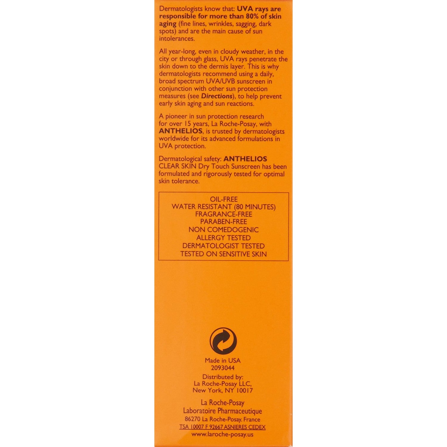 La Roche-Posay Anthelios Clear Skin Sunscreen Dry Touch SPF 60, Oil Free Sunscreen For Face, Oil Absorbing, Broad Spectrum SPF + Antioxidants, Non-Greasy, Oxybenzone Free, Travel Size