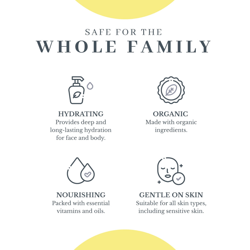 Premium organic balm for hydration, nourishing all skin types. Safe for the whole family and gentle on sensitive skin.