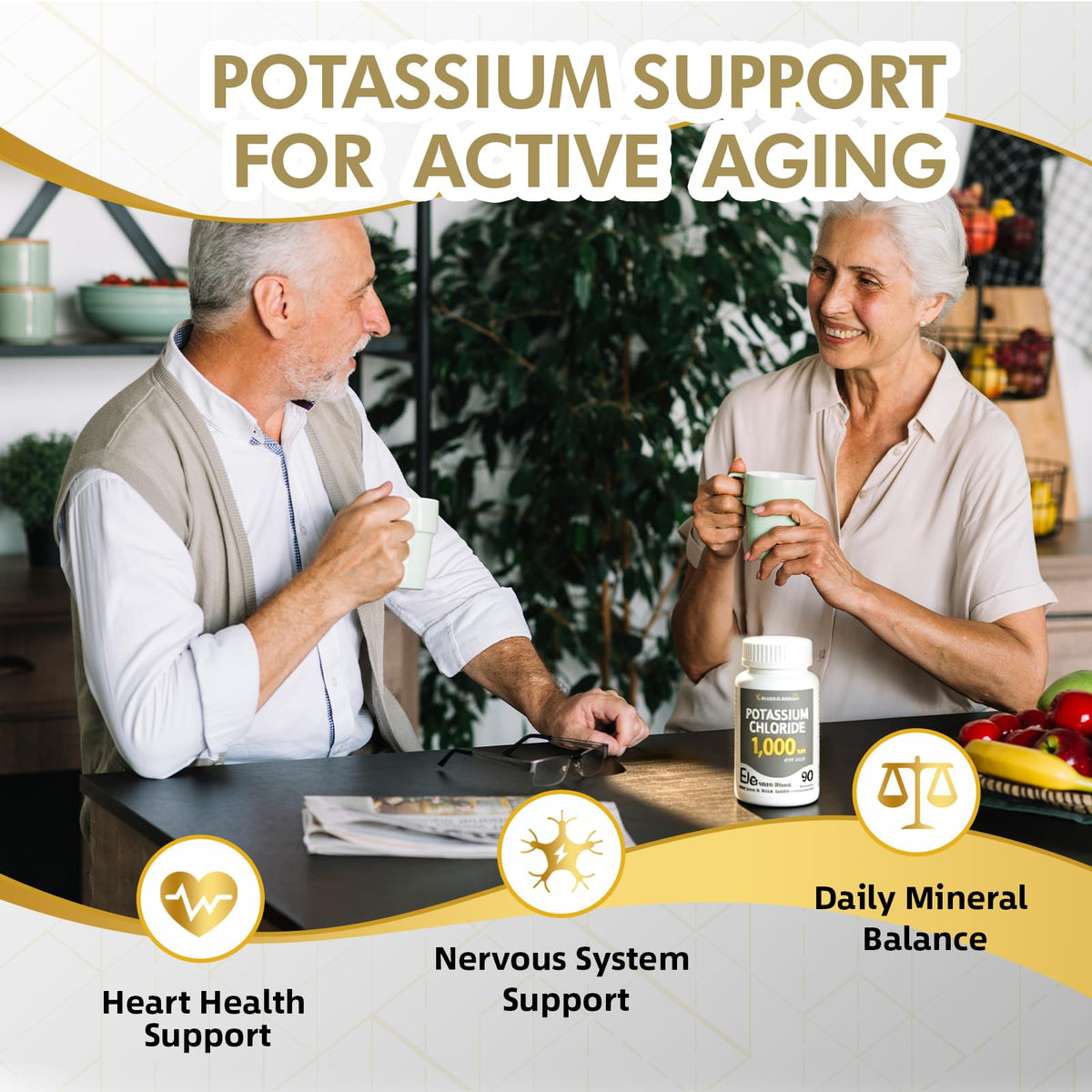 Potassium Chloride 1000mg Supplement, Electrolyte Balance Support