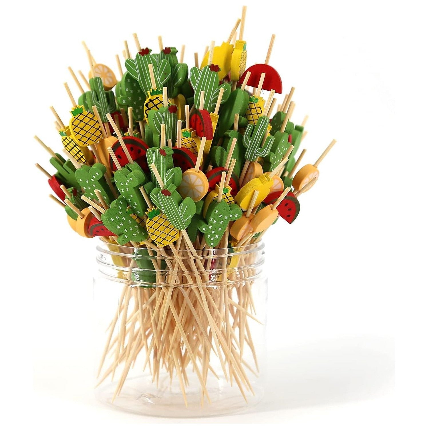 Buy now PARTYHIPPO Bamboo Cocktail Picks 200 Pack – Tropical Fruit Toothpicks 4.7 Inch Cocktail Sticks for Appetizers, Fruit, Cheese, Drinks, Party Supplies (Fruit) Fruit at indiglob india