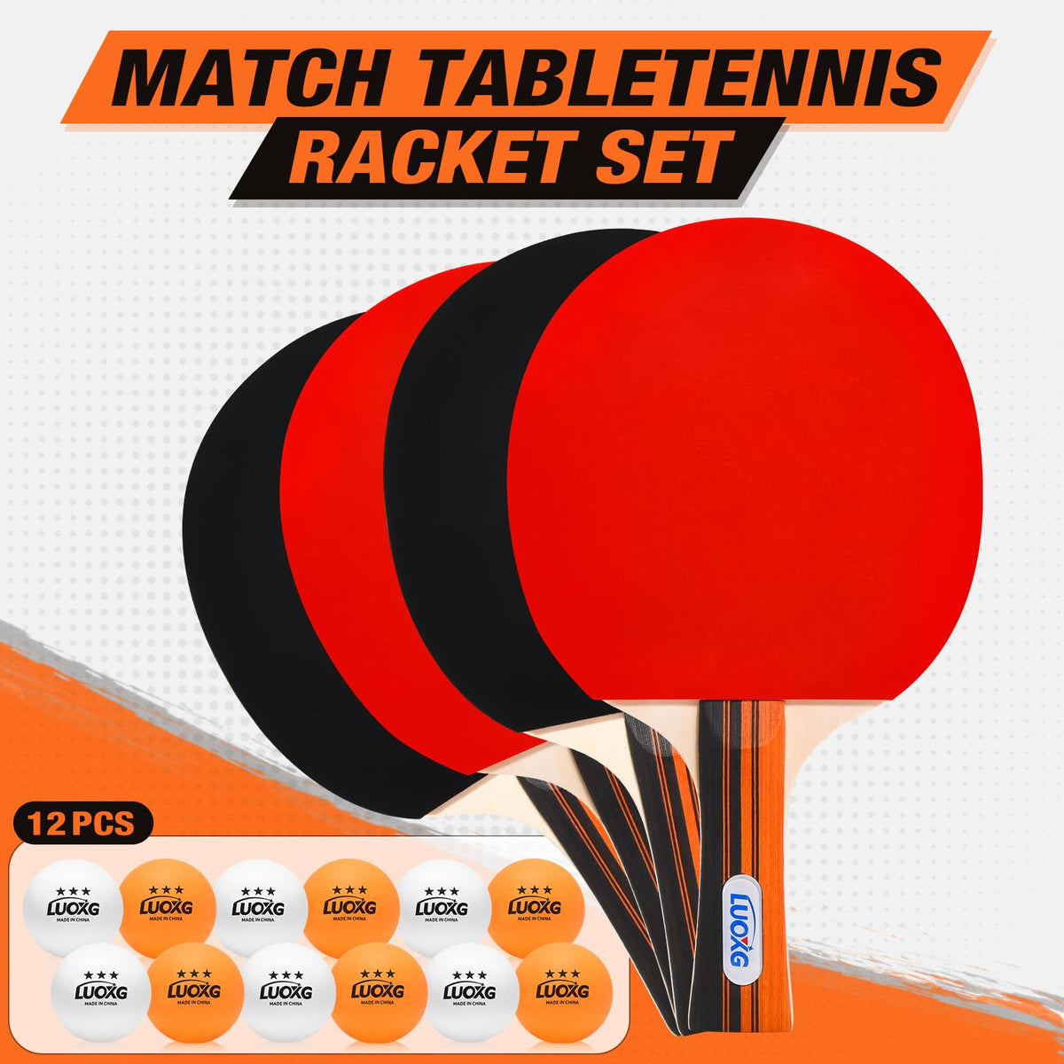 Ping Pong Paddles Set of 4 with Table Tennis Balls and Portable Case