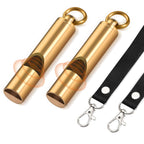 Brass Emergency Whistles 2 Pack with Tangle-Free Lanyard - Pealess Safety Whistle Survival Loud Blast for Kayak Life Vest, Boating, Camping Hiking, Hunting, Adults