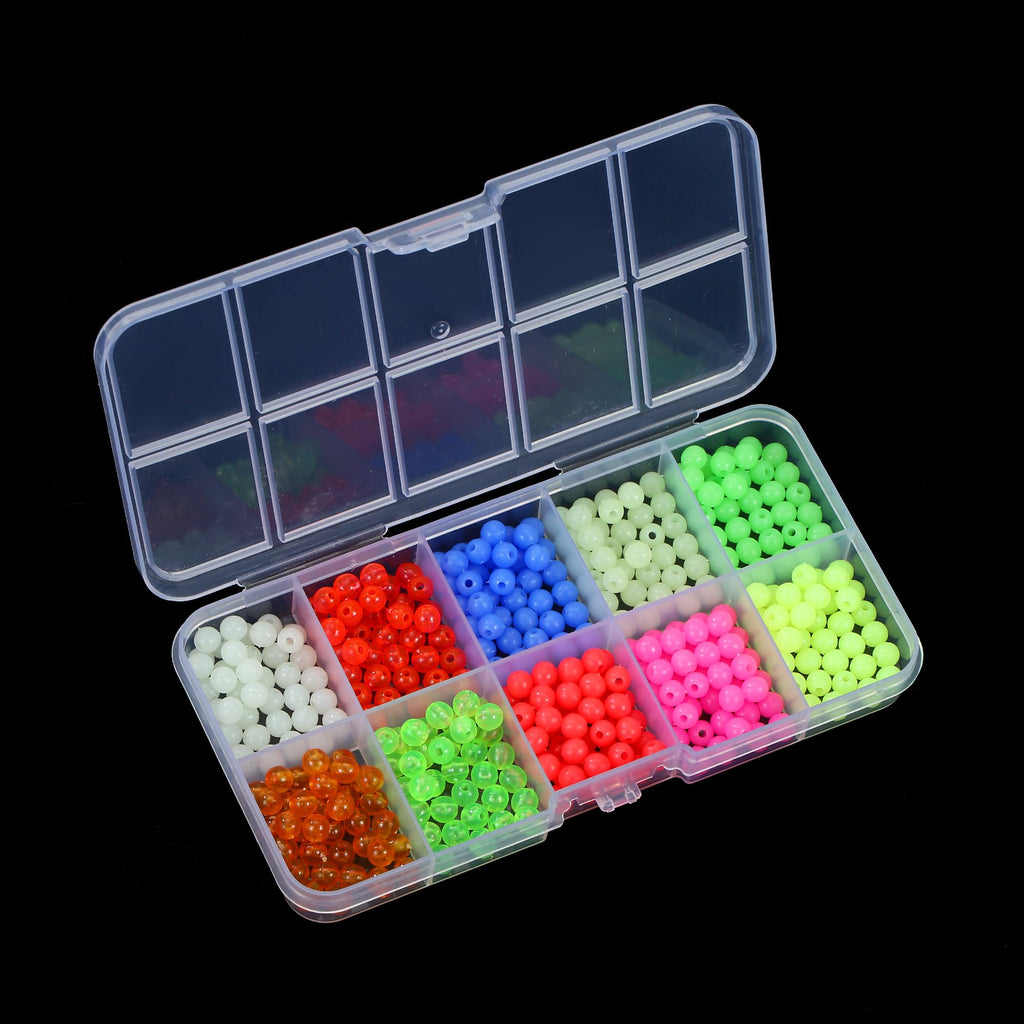 Fishing Beads, 10 Colors Beads for Fishing Rigs, 5mm Glow in the Dark Beads for Fishing in the Dark