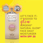 Jergens Natural Glow Face Self Tanner Lotion SPF 20, Fair To Medium, 2 oz | Sunless Tanning, Daily Facial Sunscreen, Oil Free Formula, Broad Spectrum UVA/UVB Protection, Gradual Color Development