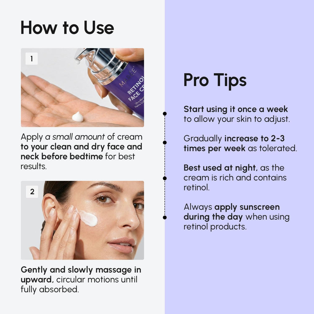 MAREE Face Moisturizer – Firming & Lifting Face Cream for Women with Collagen, Retinol & Hyaluronic Acid – Day & Night Anti-Aging Facial Wrinkle DD Cream Moisturizer for Dry Skin – Purple