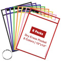 BEVTEE 8 Pcs Dry Erase Pocket Sleeves 10×14 in, Clear Paper Sheet Protector