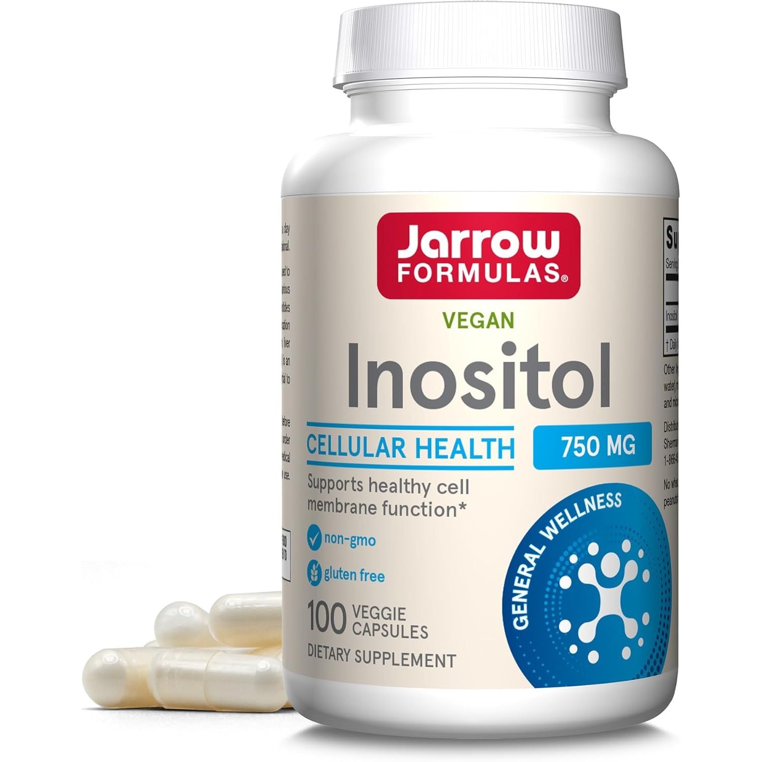 Buy now Jarrow FormulasÂ® Inositol 750 mg, Dietary Supplement, Liver Support for Cellular Health and General Wellness, 100 Veggie Capsules, Up to a 100 Day Supply at indiglob india