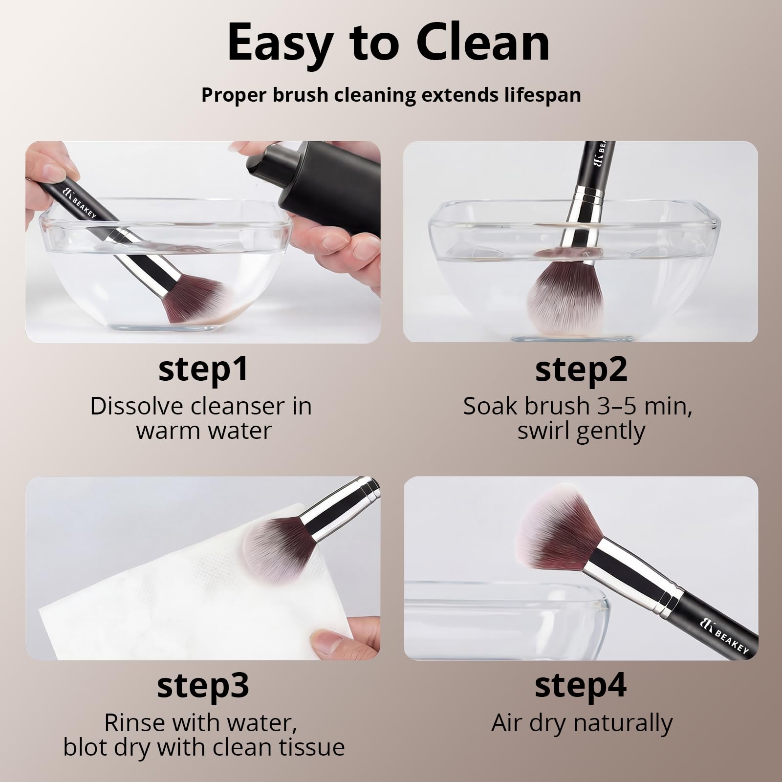 BEAKEY Makeup Brushes set with 2 Blending Sponges,10 Brush Face and Eye Set | Beginner-friendly face and eye tools with soft synthetic fibers for light,buildable coverage from foundation to eyeshadow
