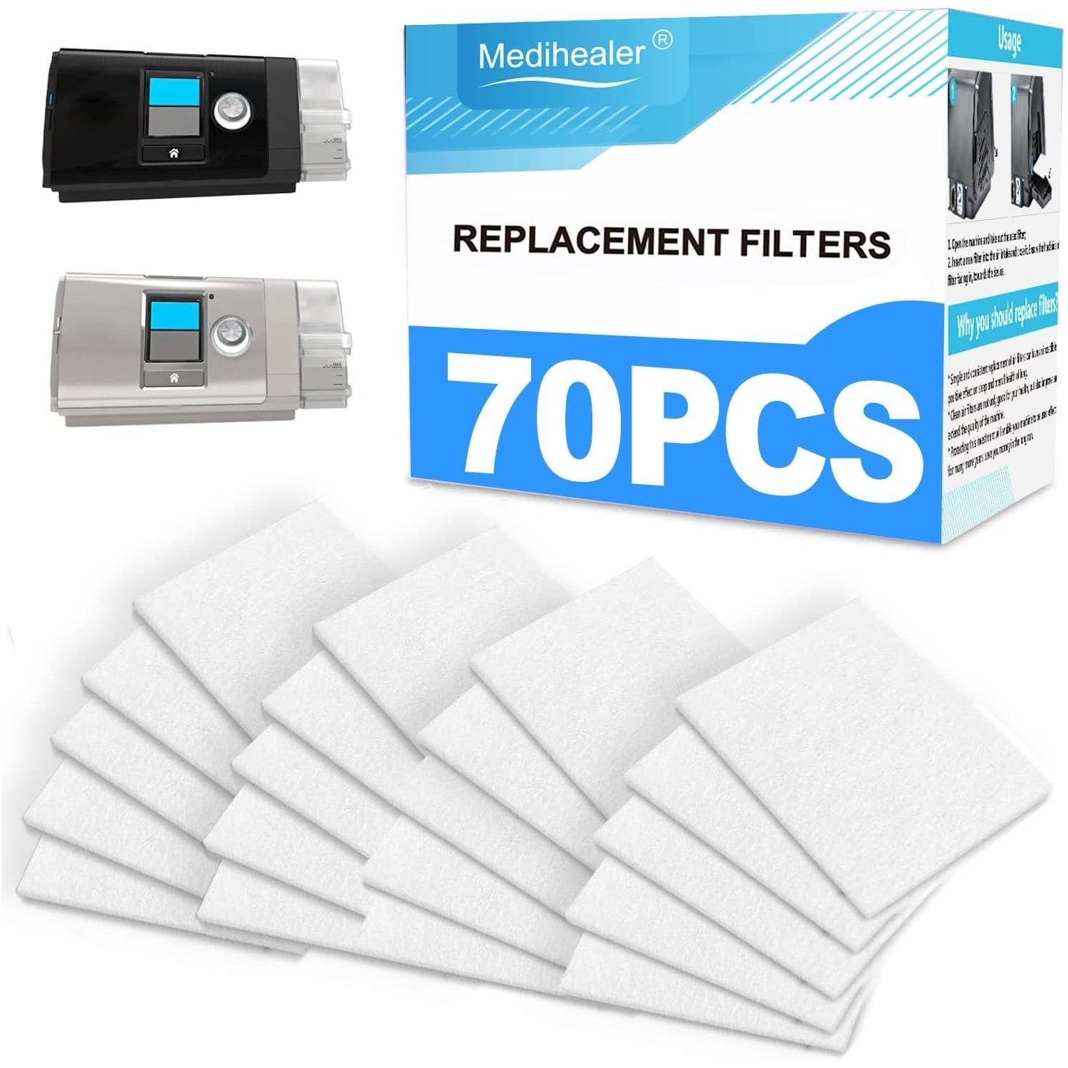Buy now 70 Packs CPAP Filters - Three Year Supply Filters for AirSense 10, for AirCurve 10- S9, for AirStart Series - Medihealer Replacement Filters Supplies at indiglob india