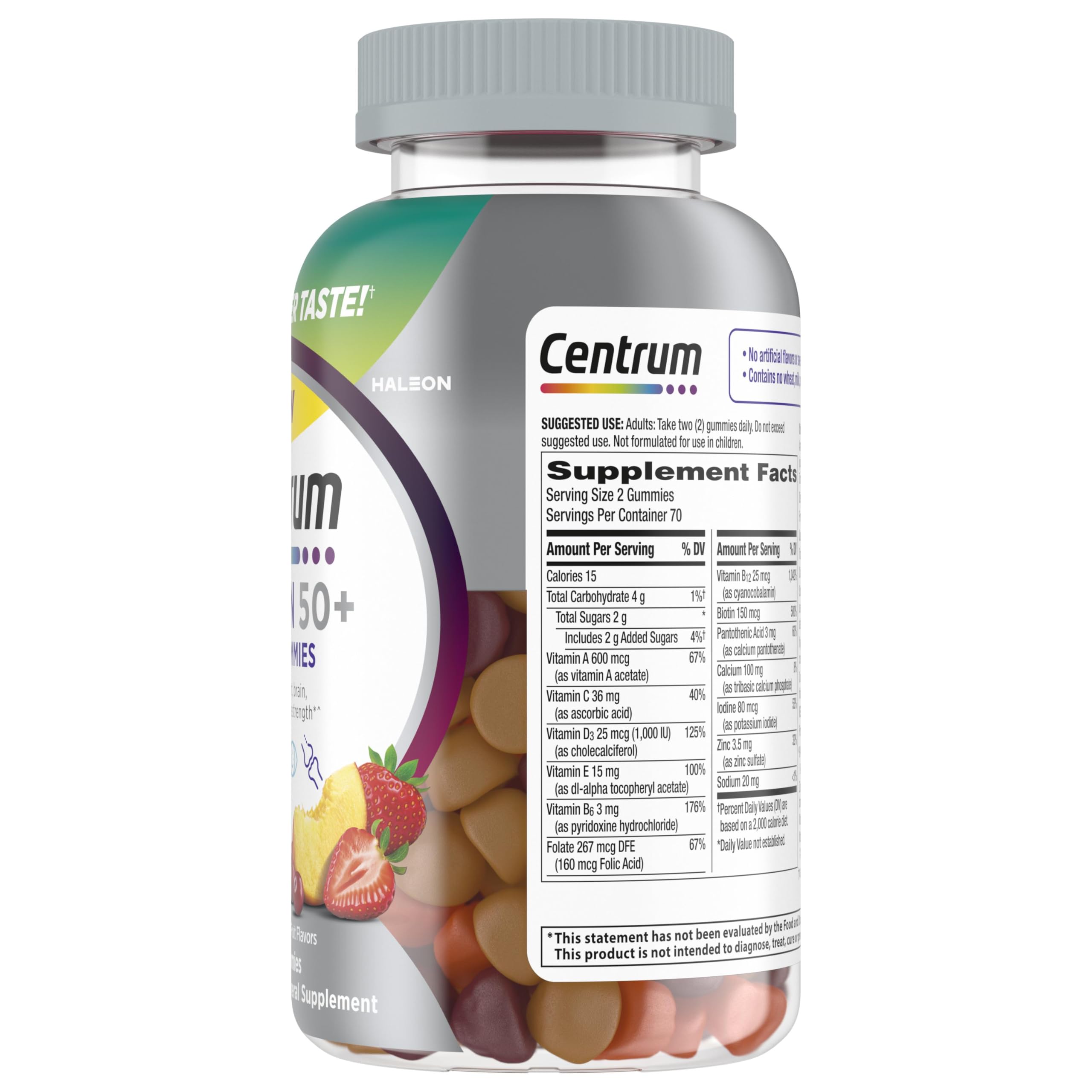 Centrum MultiGummies for Women 50 and Over, 140 Count | Contains Vitamin D3, B Vitamins, Calcium, and Antioxidants, Non-GMO Ingredients, Supports Memory and Cognition, GLP-1 Support