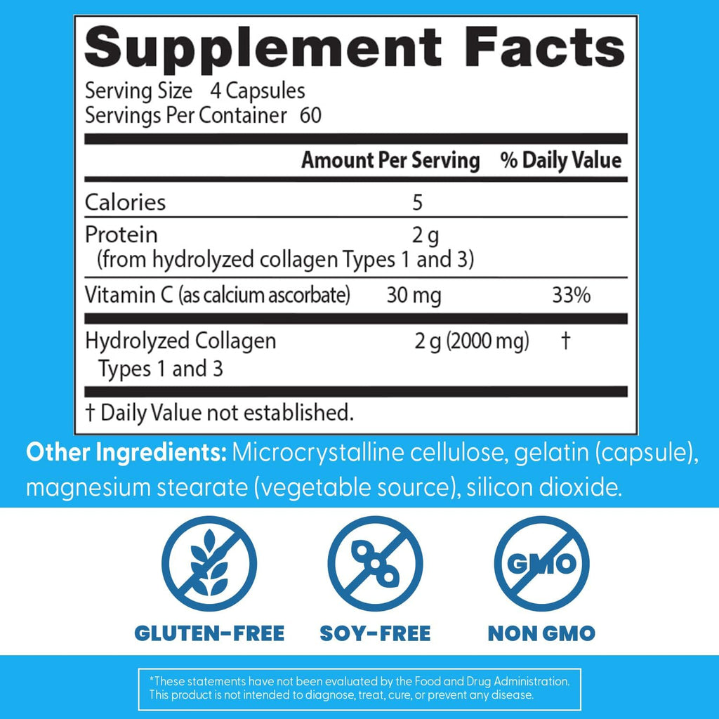 Buy now Doctor's Best Collagen Types 1 & 3 with Vitamin C, Non-GMO, Gluten Free, Soy Free, Supports Hair, Skin, Nails, Tendons & Bones, 500 mg, 240 Caps (DRB-00263) at indiglob india