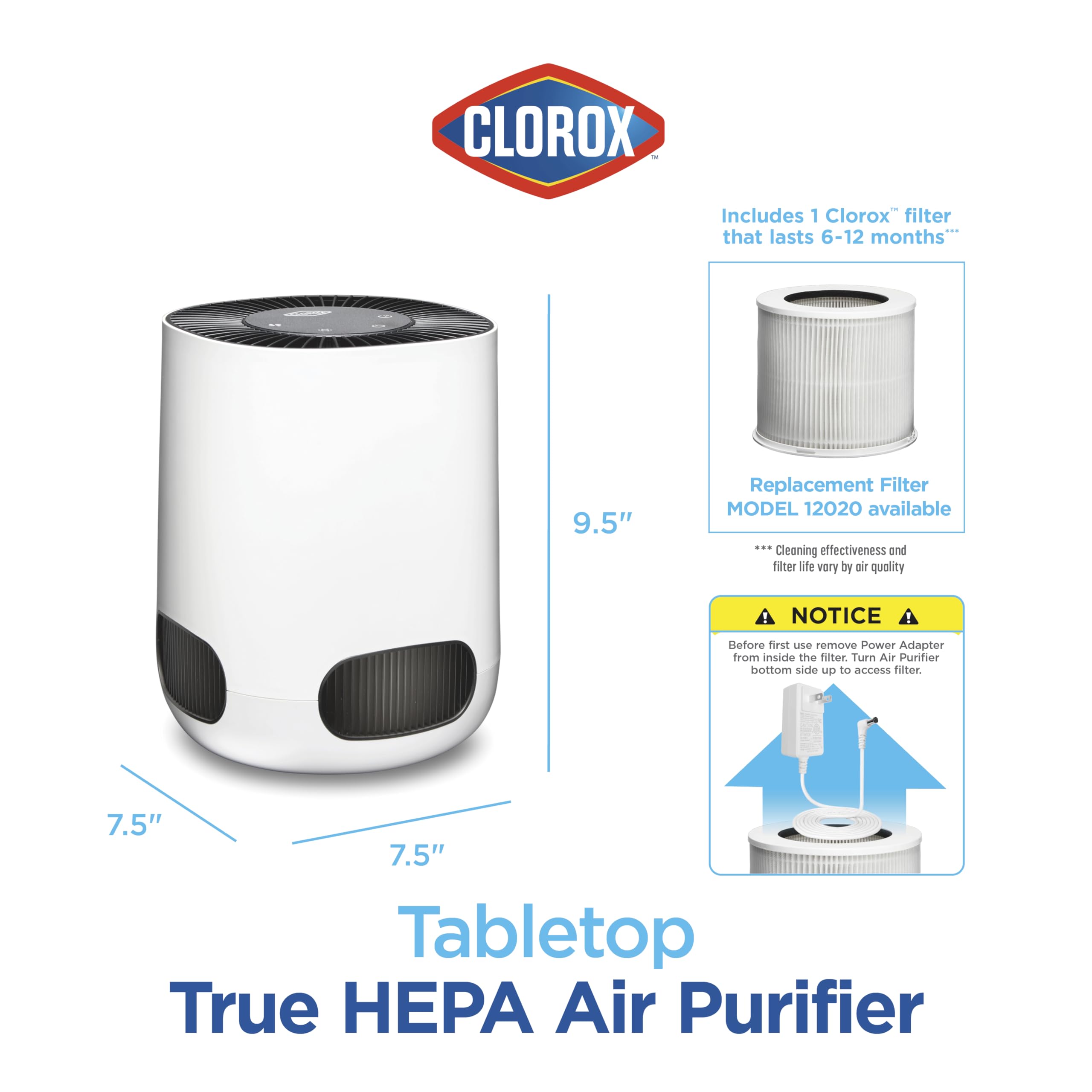 Buy now Clorox Air Purifiers for Bedroom Home, True HEPA Filter, Small Rooms Up to 200 Sq Ft, Removes 99.9% of Mold, Viruses, Wildfire Smoke, Allergens, Pet Allergies, Dust, AUTO Mode, Whisper Quiet at indiglob india