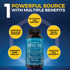 Viva Naturals Antarctic Krill Oil Omega 3 Supplements 1250 mg - DHA EPA Omega-3 & Astaxanthin Concentration for Joint Health, No Fish Burp - 60 Krill Oil Capsules