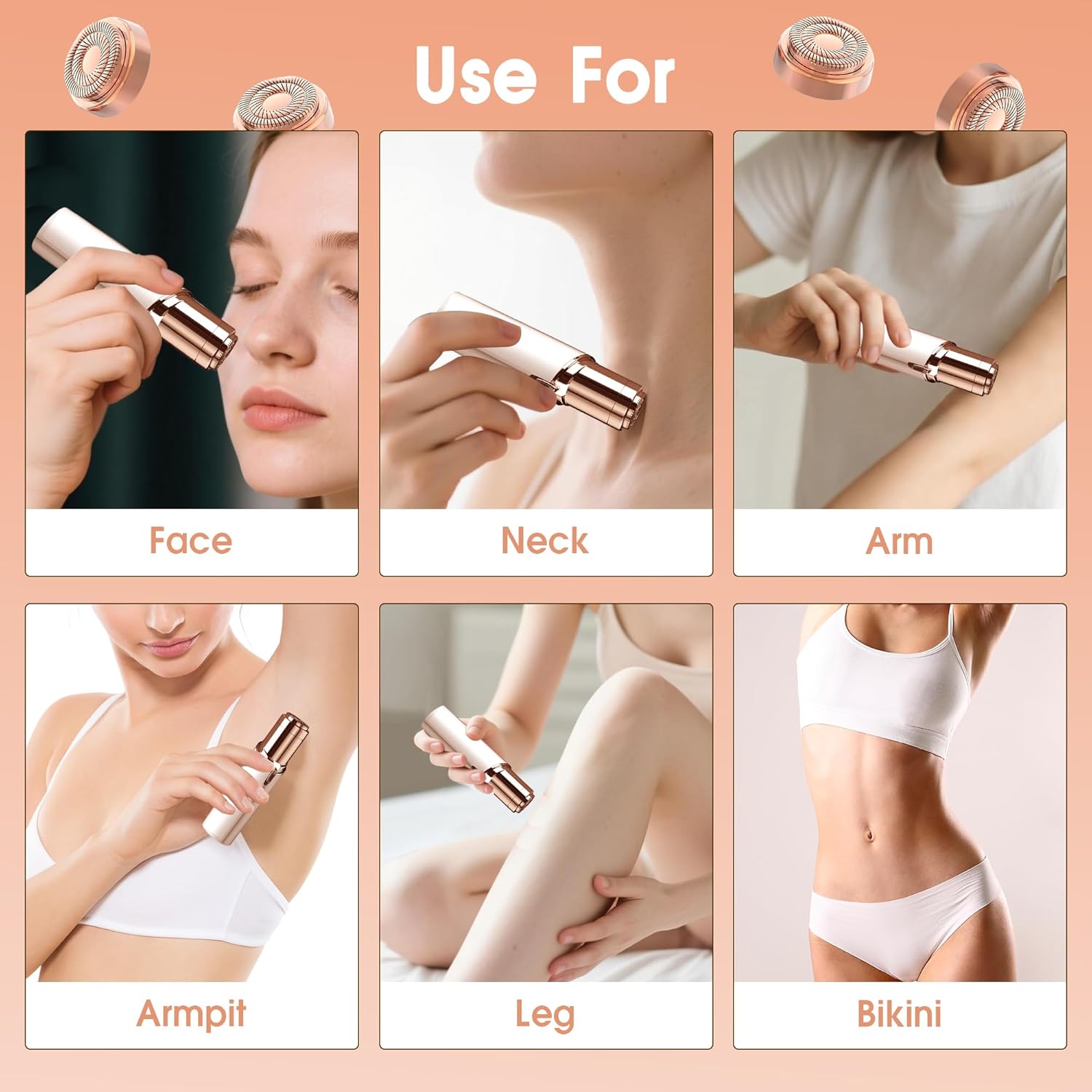 Buy now Replacement Heads for Flawless Facial Hair Remover, Replacement Blades for Finishing Touch Flawless Hair Removal Gen 2, 6 Count 18k Gold Heads with Storage Bag at indiglob india