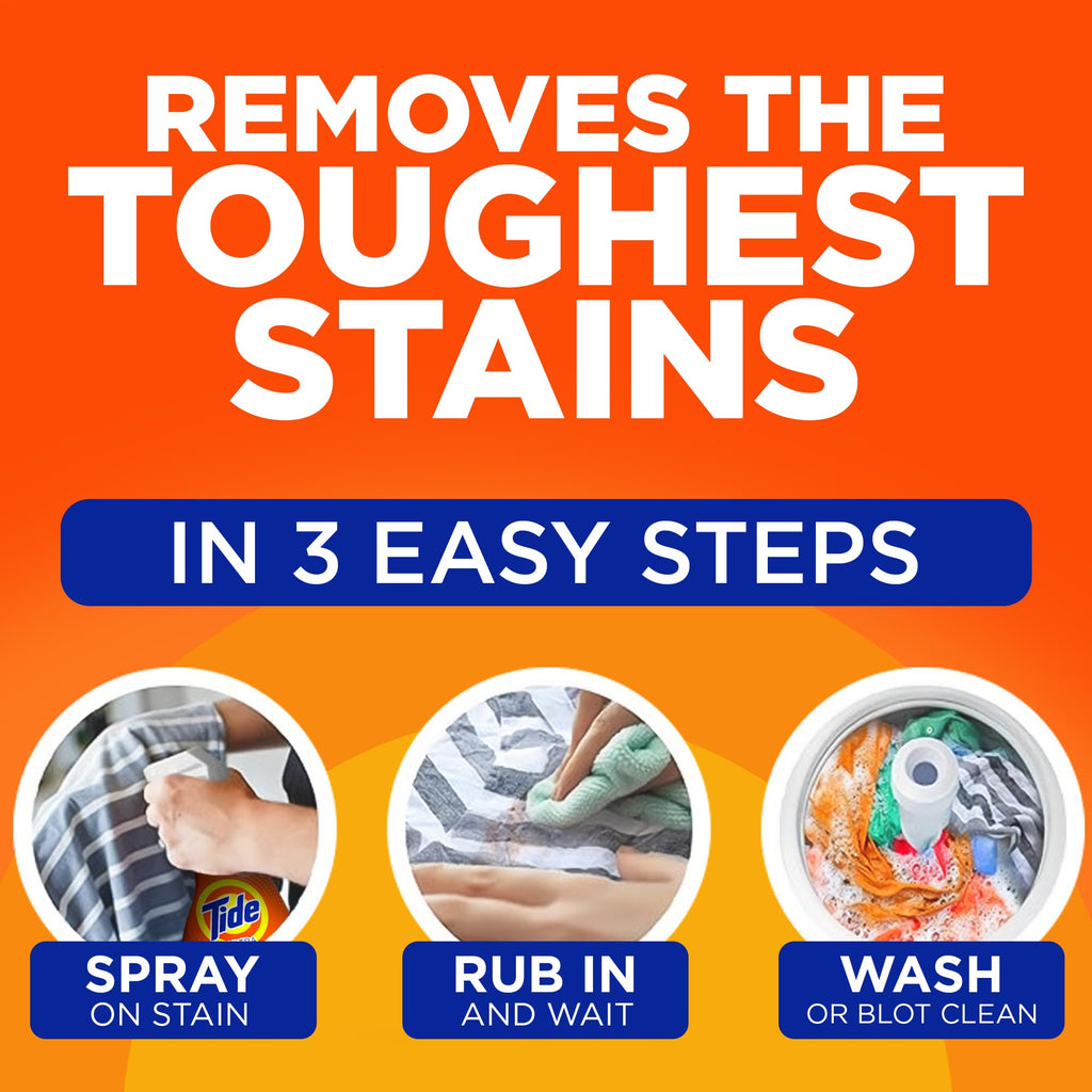 Buy now Tide Laundry Stain Remover Spray with Oxi, Stain Remover for Clothes, Carpet, Upholstery, Pet Bedding, & More, Stain Treater Spray for Tough Stains from Wine, Coffee, Grease, 21.5 Fl Oz (Pack of 2) at indiglob india