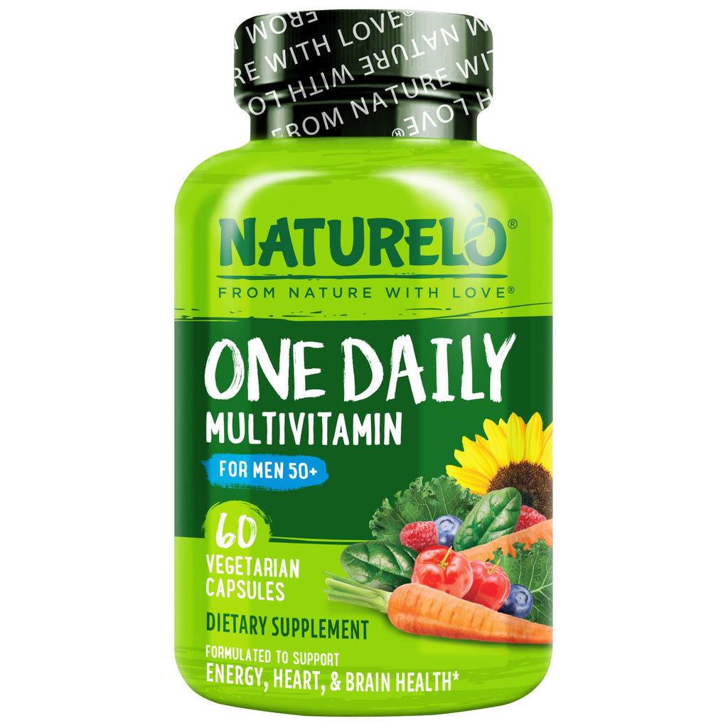 NATURELO Multivitamin for Men 50+ - One Daily, 60 Vegetarian Capsules | Vitamins, Minerals & Organic Whole Foods, Boost Energy and Health, Non-GMO