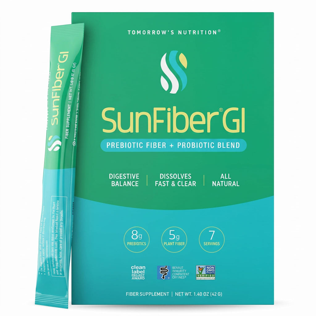 Tomorrow's Nutrition Sunfiber GI Prebiotic Fiber, 30-Day Supply | Features 5g per serving with 8 billion CFU, low FODMAP formula for daily dietary supplement and gut health support