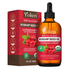 Yoken Cold Pressed Organic Rosehip Seed Oil for Face, Hair & Body, 4 fl oz | Rosehip Oil for Face Hair Body and Nails Rich in Essential Fatty Acids Lightweight Moisturizing Carrier Oil