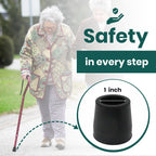 Gadgetime USA - Durable Cane Walker Tips - (Pack of 2) - 1" inch with Metal Insert for Enhanced Stability - Non-Slip, Shock-Absorbing Rubber Replacement for Safety & Comfort.
