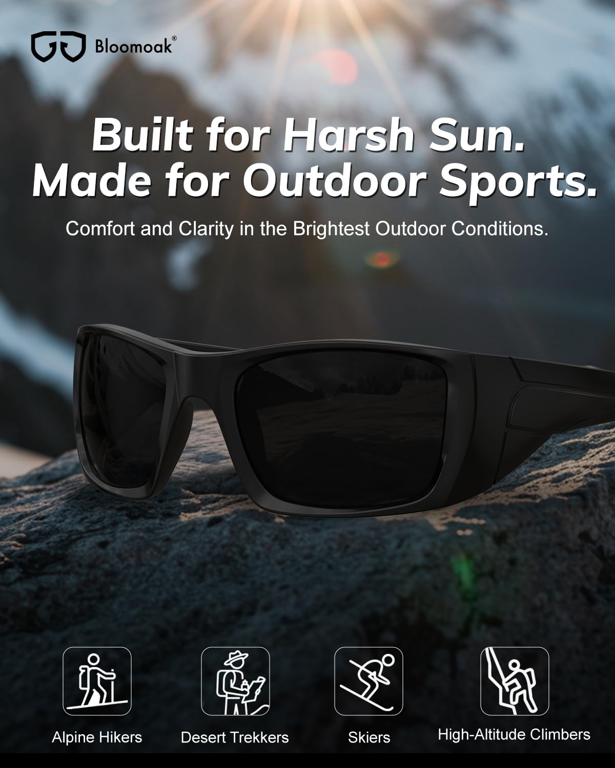 Bloomoak CAT 4 Super Dark Sunglasses | UV 400 | For Photophobia & Eye OPS & Light Sensitivity | Wraparound with Side Protection for Men & Women