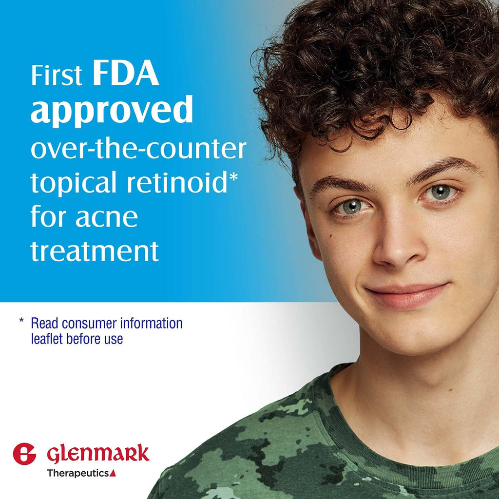 Glenmark Therapeutics Adapalene Gel 0.1% Acne Treatment, Paraben Free Topical Retinoid Cream for Face, Helps Clear and Prevent Acne and Clogged Pores, 15g Tube