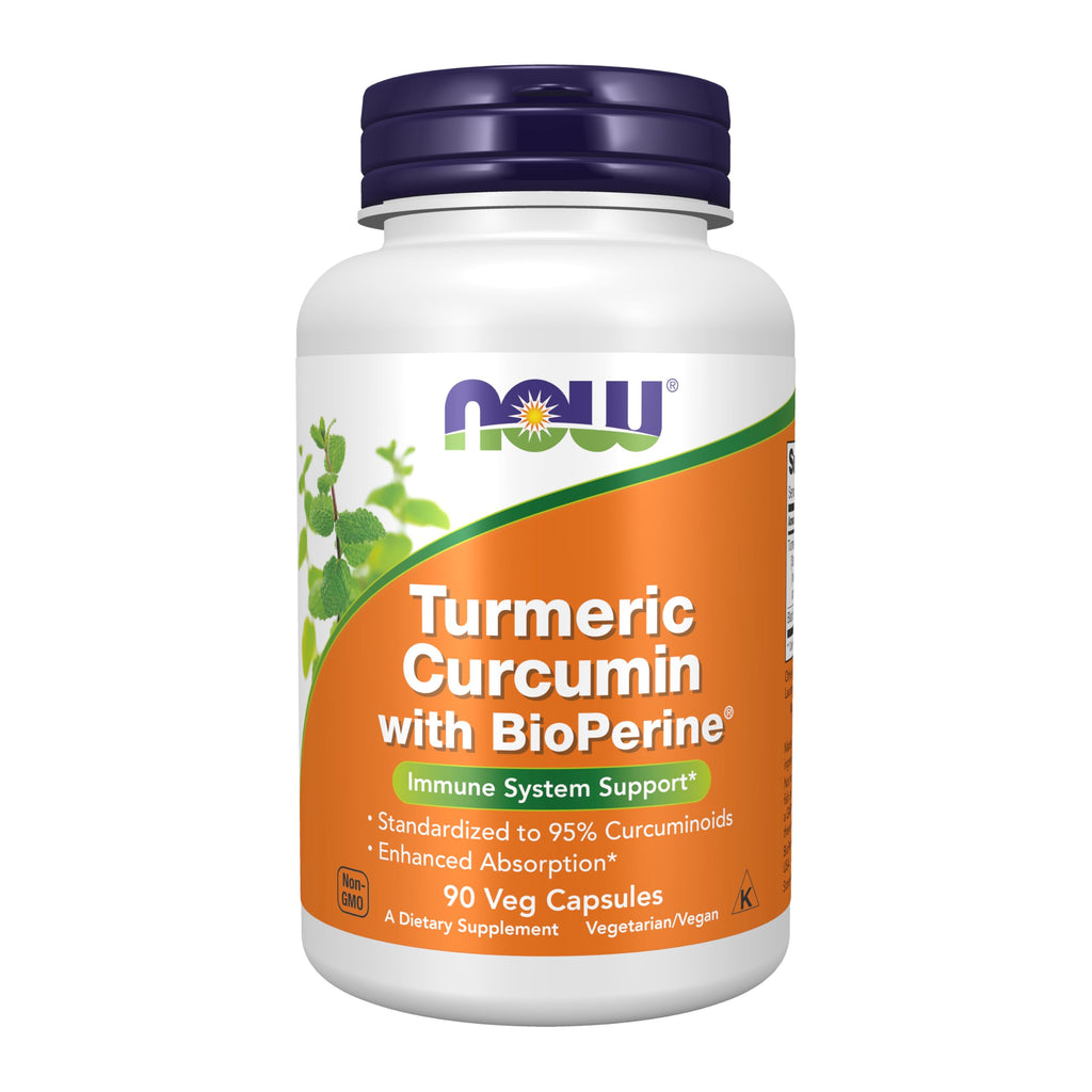 Now Supplements,Turmeric Curcumin with BioPerine,Immune System Support,Standardized to 95% Curcuminoids,Enhanced Absorption*,90 Veg Capsules,(Pack of 2)