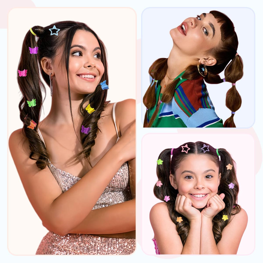 2076 pcs Hair Accessories for Girls Ponytail Holders Toddler Hair Ties with Mini Clip Hair Clips for Girls Rubber Bands Set