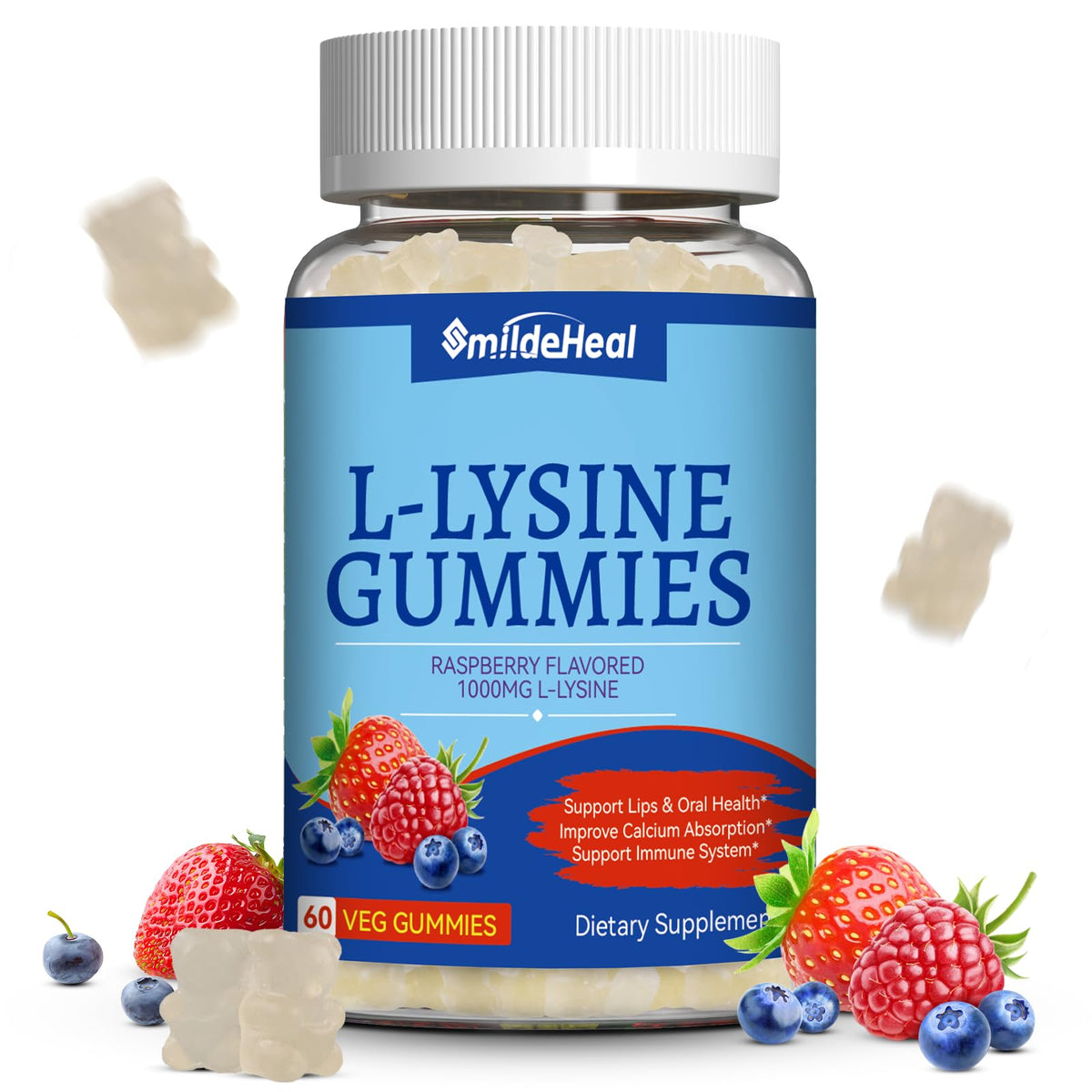 L-Lysine 1000mg Gummies, Chewable Lysine Supplement for Adults