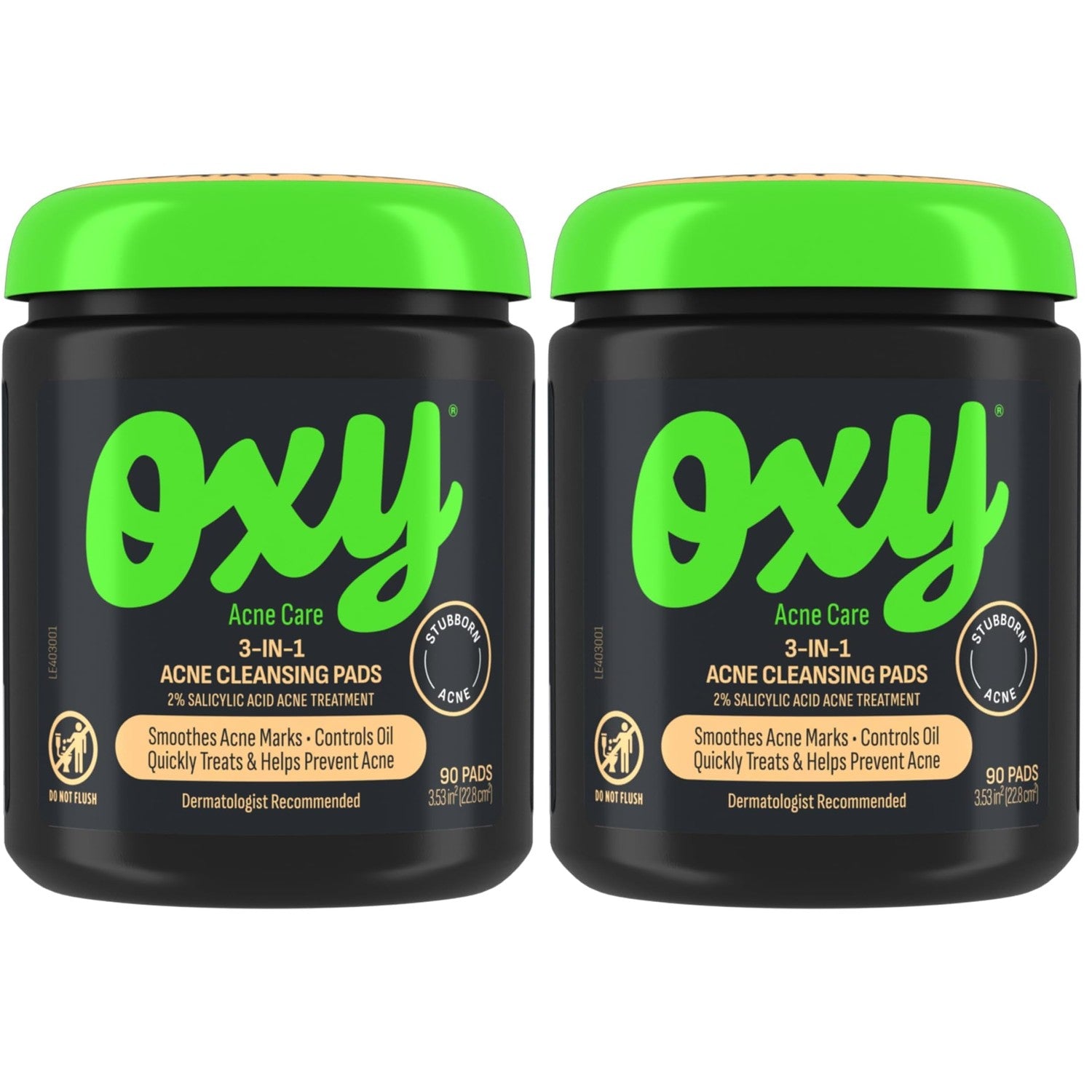 Oxy 3-IN-1 Acne Facial Cleansing Pads, Maximum Strength 2% Salicylic Acid Stubborn Acne Treatment, Controls Oil, Unclogs Pores, Smooths & Brightens Skin, Dermatologist Recommended, 90 Pads
