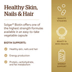 Solgar Biotin 10,000 mcg, 120 Vegetable Capsules - Non-GMO, Gluten Free | Helps Support Hair and Skin - 120 Capsules