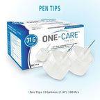 ONE-CARE Pen Tips, 31G x 6mm, Ultra-Fine, Twist-On Design, 100 Count