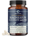 Magnesium Glycinate 400mg, High Absorption, Sleep, Calm & Muscle Support | Muscle Relaxation Heart Bone & Nerve Support for Women & Men, Chelated Magnesium Glycinate Supplement, Non-GMO, 120 Capsules