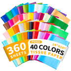 PSISO 360 Sheets Tissue Paper for Gift Bags, 40 Colors 14x10 Inch Bulk Gift Paper for Crafts Packaging Wrapping Supplies Birthday Party Wedding Flower Decorations DIY Art Projects