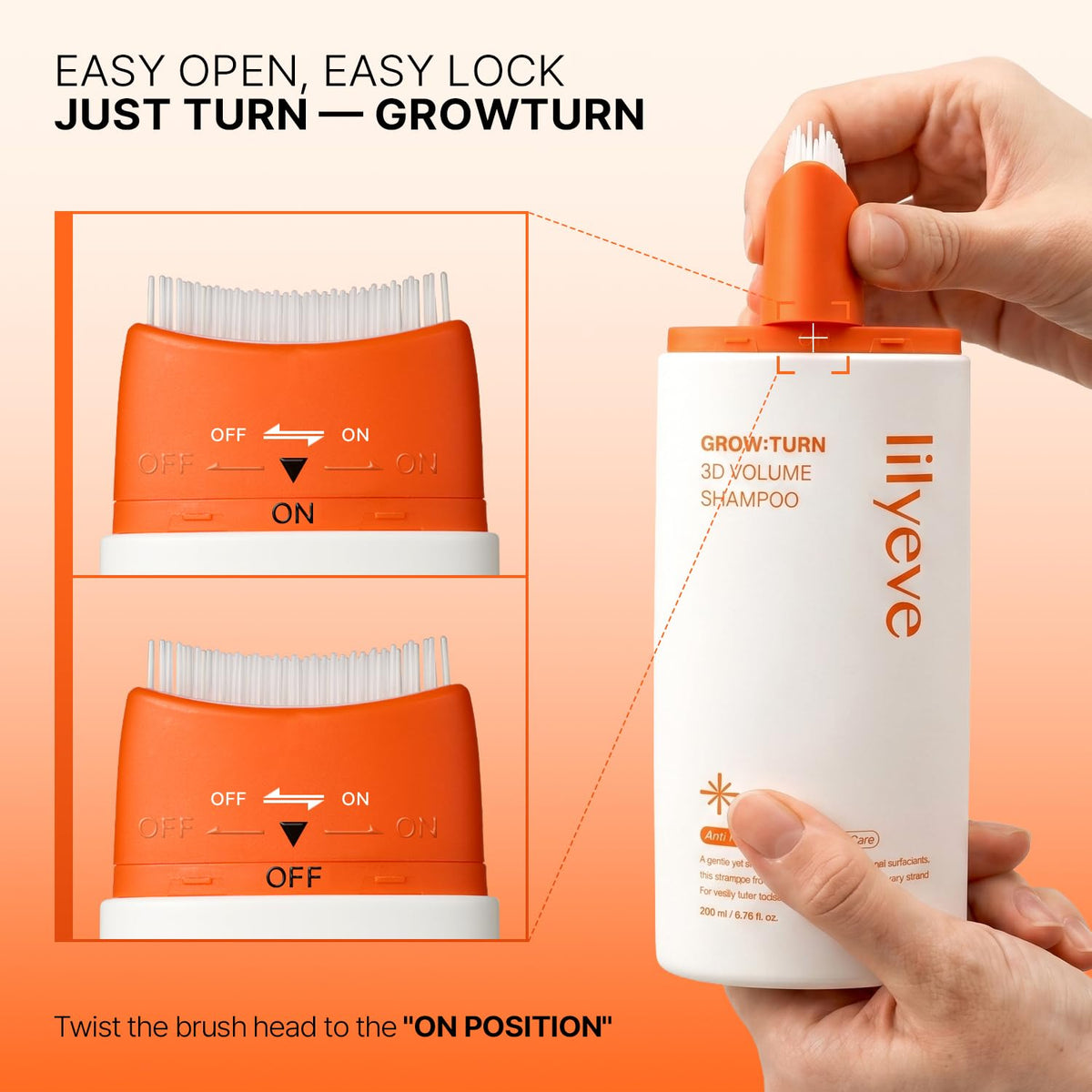lilyeve GROWTURN 3D Volume Brush Shampoo, Biotin, Hair Growth, 6.76 fl oz