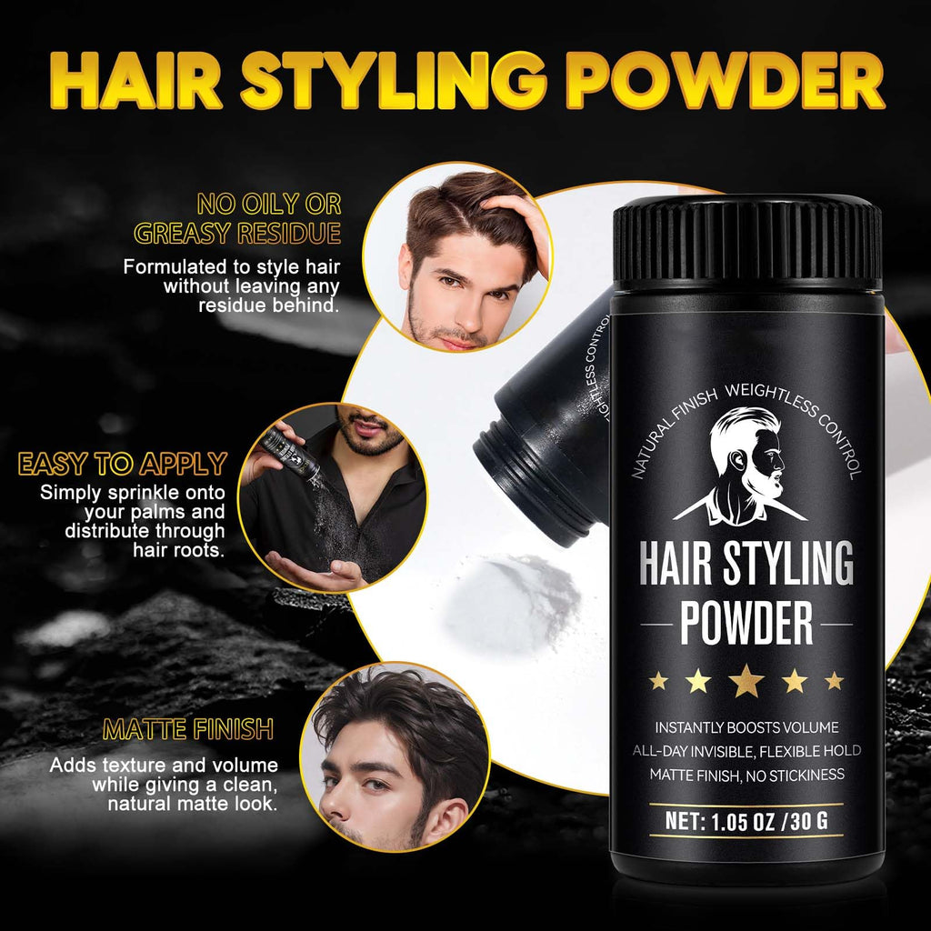 NIFEISHI Hair Styling Powder for Men, (1.05oz of 2Pack) Volumizing Texture Powder for All Hair Types, Easy to Apply, Natural Matte Hairstyle, Texturizing and High Hold