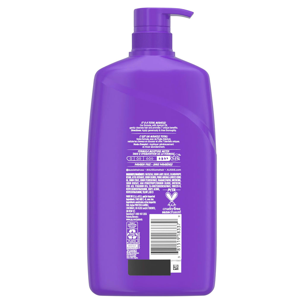 Aussie Total Miracle Hair Care Bundle: Shampoo, Conditioner, and 3 Minute Deep Treatment with Apricot & Macadamia Oil, Paraben-Free for Damaged Hair, 26.2 & 8 Fl Oz