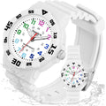 Buy now SOCICO Children Analog Watch for Boys Girls Waterproof Time Teaching Watch with Soft Band, Learning Time Wrist Watch Easy to Read Christmas Gifts for Kids Ages 3-12 Great Gifts White at indiglob india
