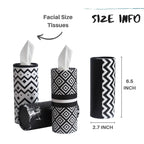 Small Car Tissues Holder with Facial Tissues - 4PK - Tisses for Car Travel Tissue Tubes Box Container Cylinder for Vehicle Cup Holder