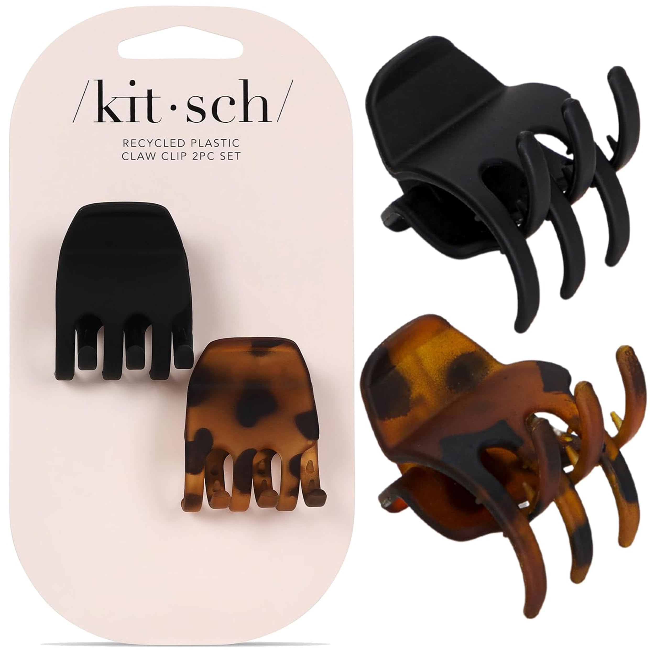 Kitsch Mini Hair Clips for Women - Tortoise & Black, 16 Pcs | Stays In Place Without Pulling or Snagging, Durable & Sturdy Plastic Small Hair Clips For Bangs, Stylish Hair Accessories