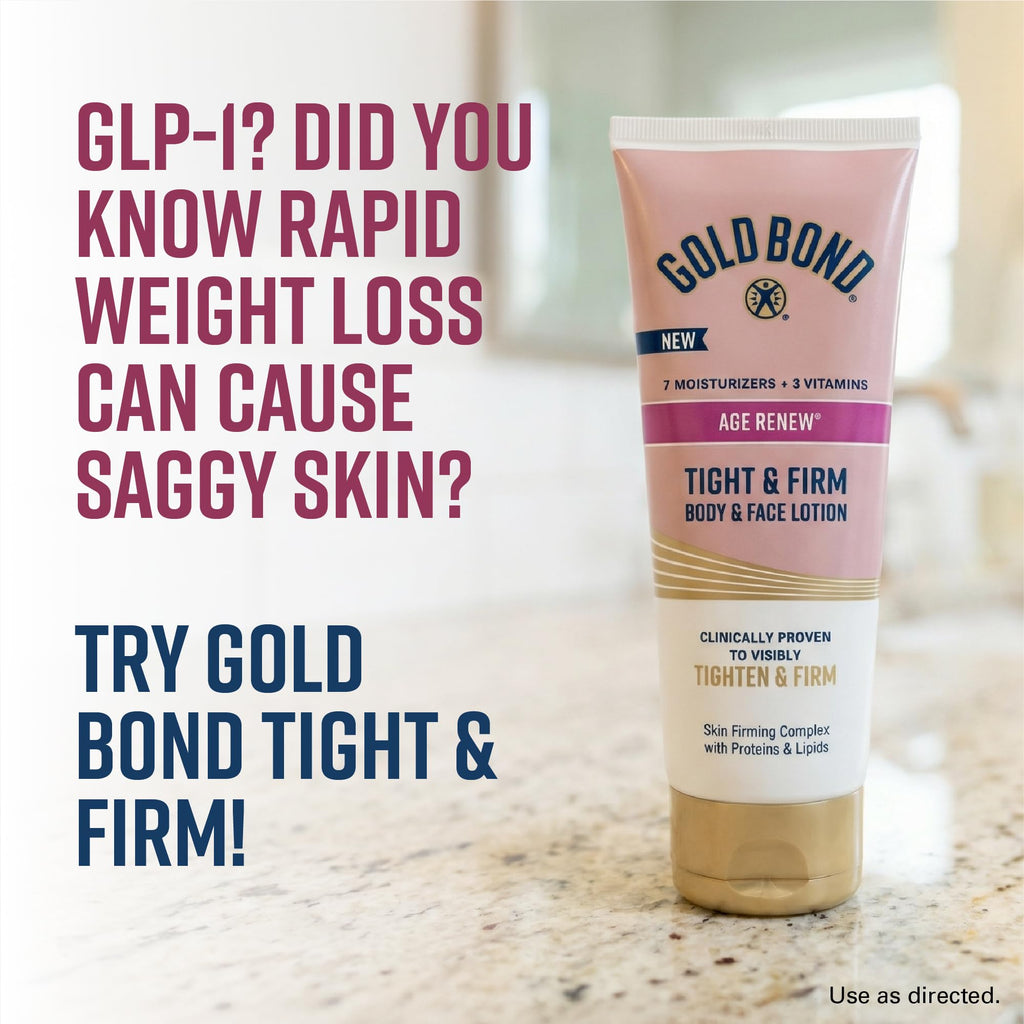 Gold Bond Age Renew Tight & Firm Body & Face Lotion, Aging, Dry Skin Lotion | Skin Firming Complex with Proteins & lipids, Clinically Proven to Visibly Tighten, Won't Clog Pores, Dermatologist Tested