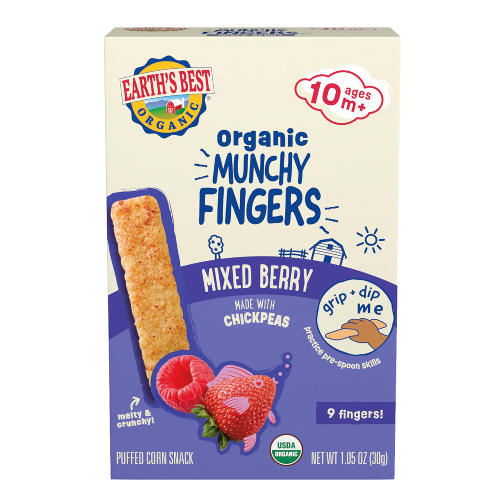 Earth's Best Munchy Fingers, Mixed Berry, 1 Oz (Pack of 4)