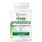 Micro Ingredients Probiotics 200 Billion CFU, 120 Veggie Capsules | Mega Probiotics for Men & Women | 40 Strains with Prebiotics, Postbiotics & Digestive Enzymes | Gut, Immune & Digestive Health