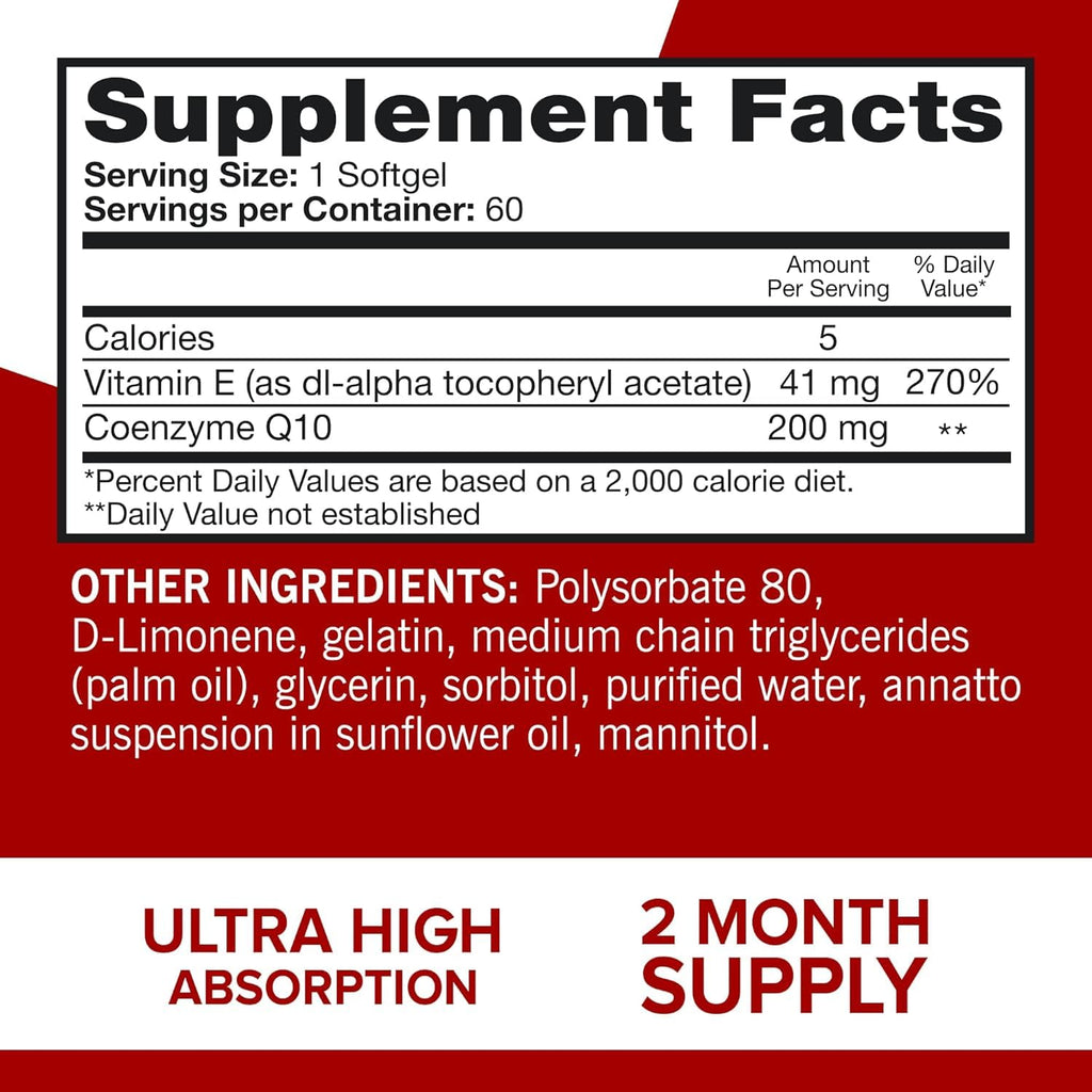 Qunol Ultra CoQ10 200mg, Ultra-High Absorption, Antioxidant, 60 Softgels | #1 Cardiologist Recommended Supplement for Heart Health, Coenzyme Q10 Supplement to support Vascular Health & Cellular Energy
