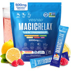 MAGICRELAX 8-in-1 Magnesium Glycinate Calm Powder Drink Mix Cortisol Reducer Supplement for Stress Mood & Sleep aid with KSM-66 Ashwagandha Saffron GABA L-Theanine Sugar Free Raspberry Lemon